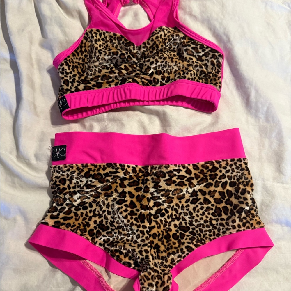 Leopard Print Bikini with Pink Trim